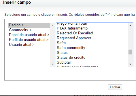 List of fields inside the lookup