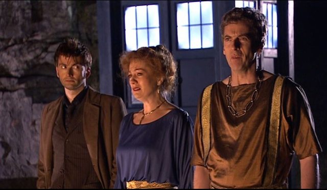 The Doctor (David Tennant) and Caecilus (Peter Capaldi) in The Fires of Pompeii