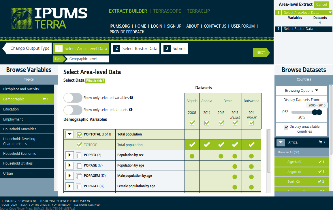 IPUMS Terra Area-level Data Extractor