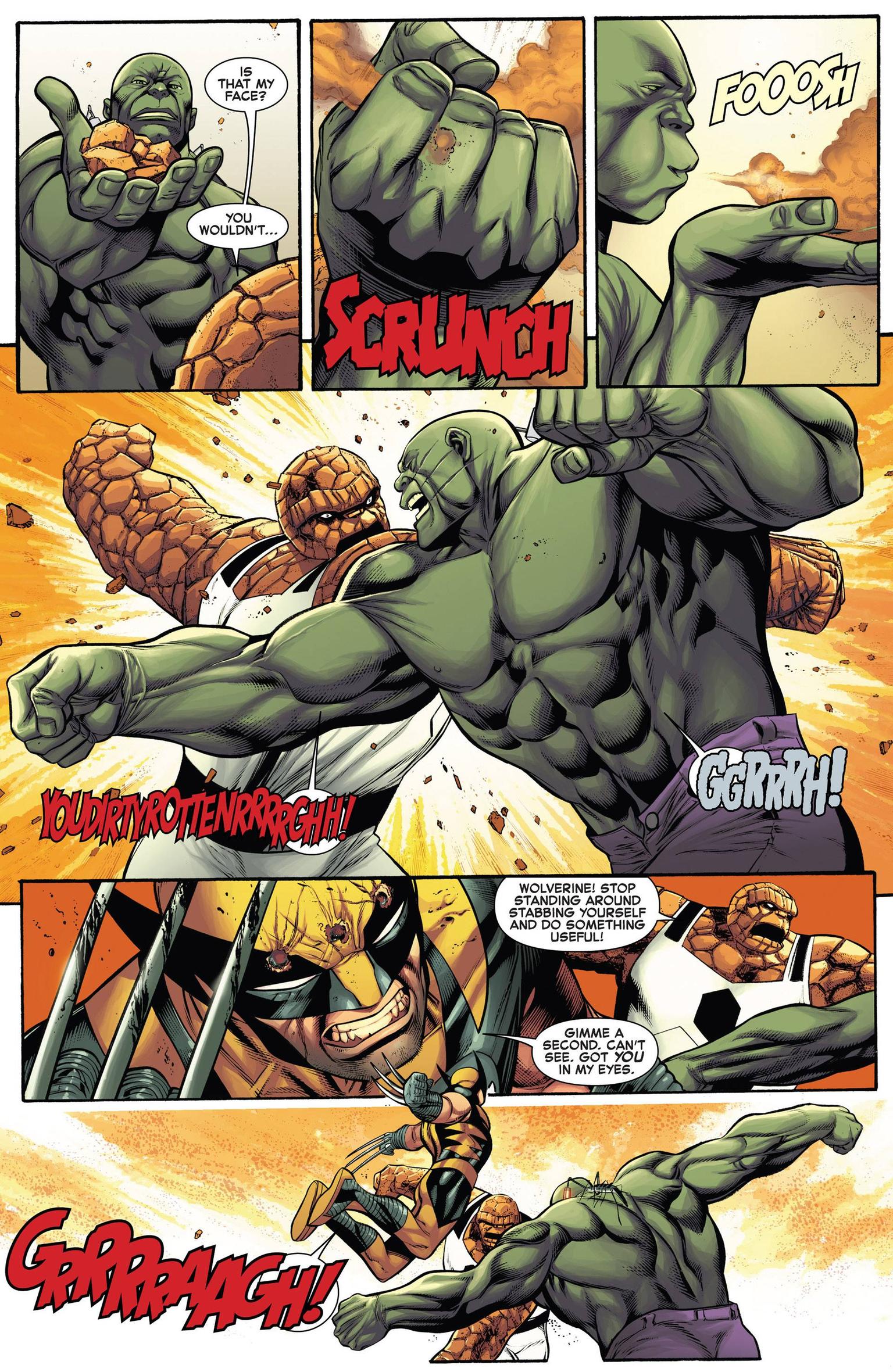 Hulk v Wolverine and Thing - Incredible Hulk 12