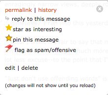 moderator popup for an individual message showing delete option