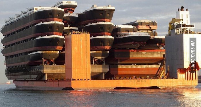 Image collected from 9gag.com showing the ship-shipping ship, shipping shipping ships.