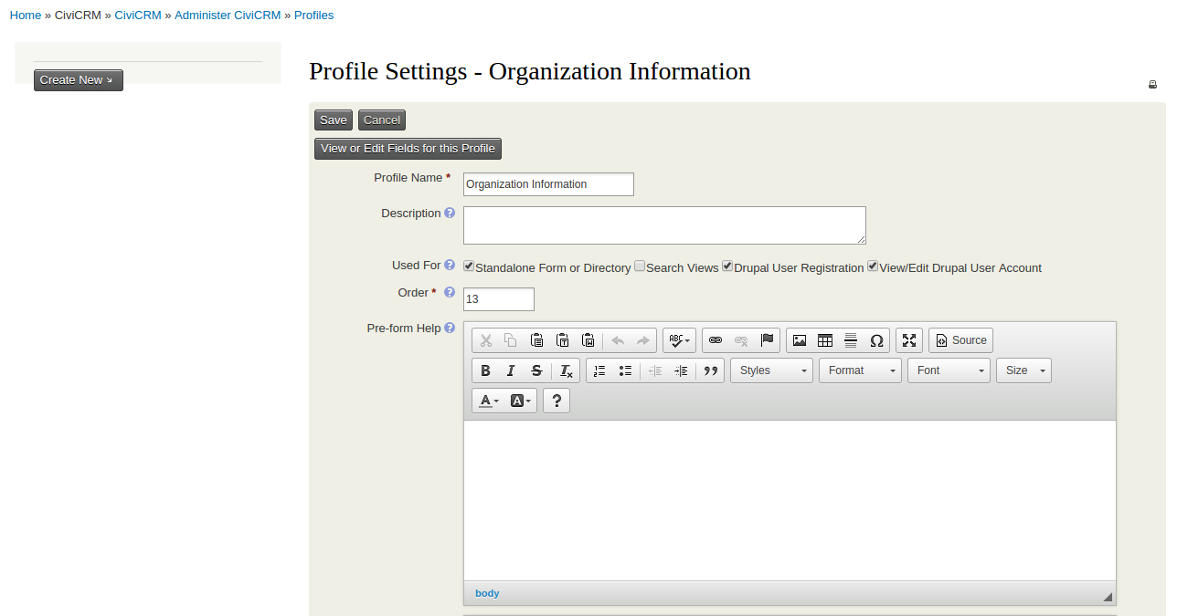 CiviCRM Profiles Creation