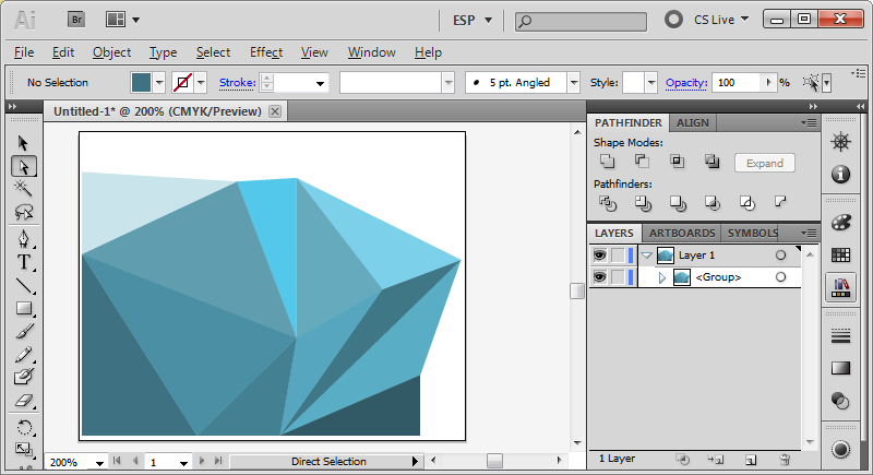 Illustrator Screenshot: some colored triangles