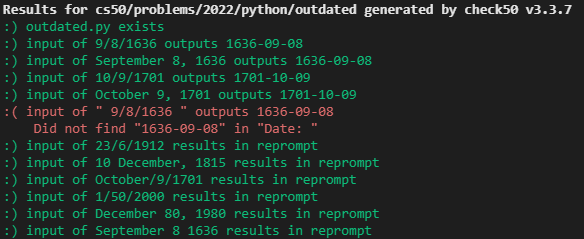 results from check50