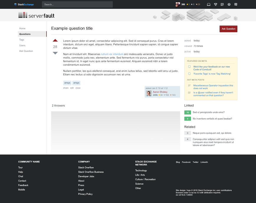 Server Fault question page