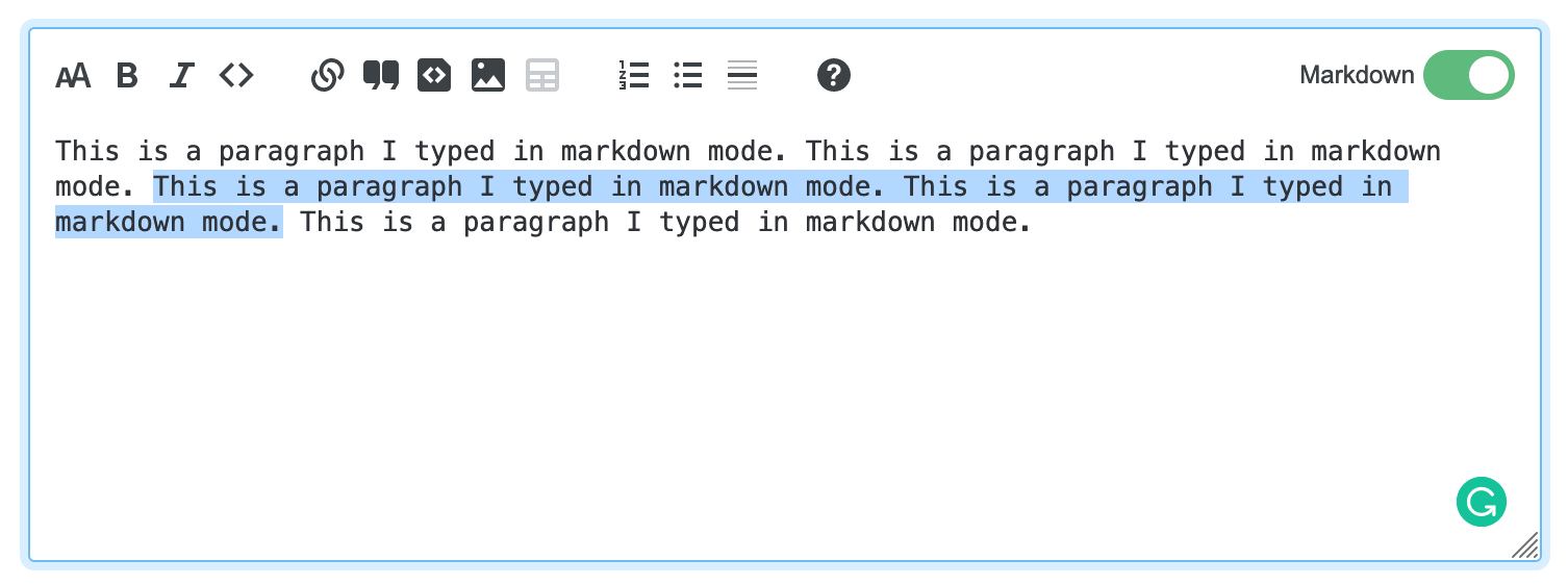 markdown mode