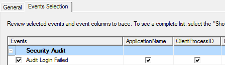 Selecting login failed events