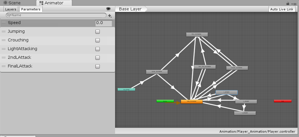 images show's the current animator tree and it's parameter, which combo attacks places as L_Attack