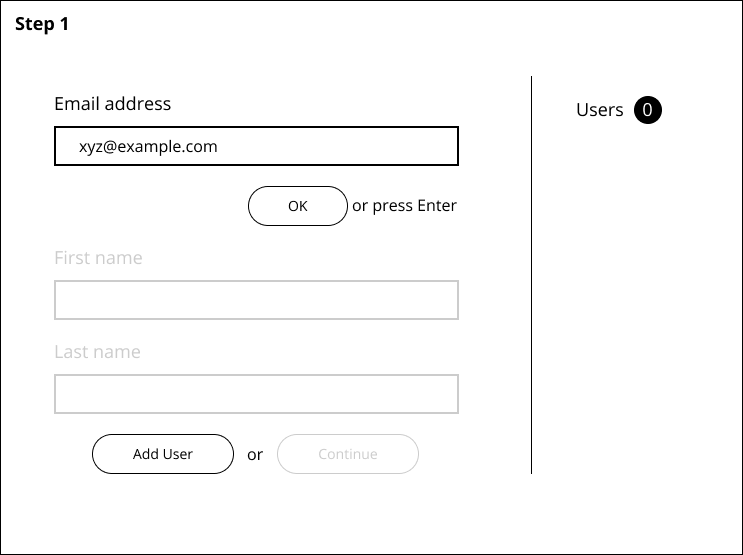 You must first enter the email address and press okay to move to next field