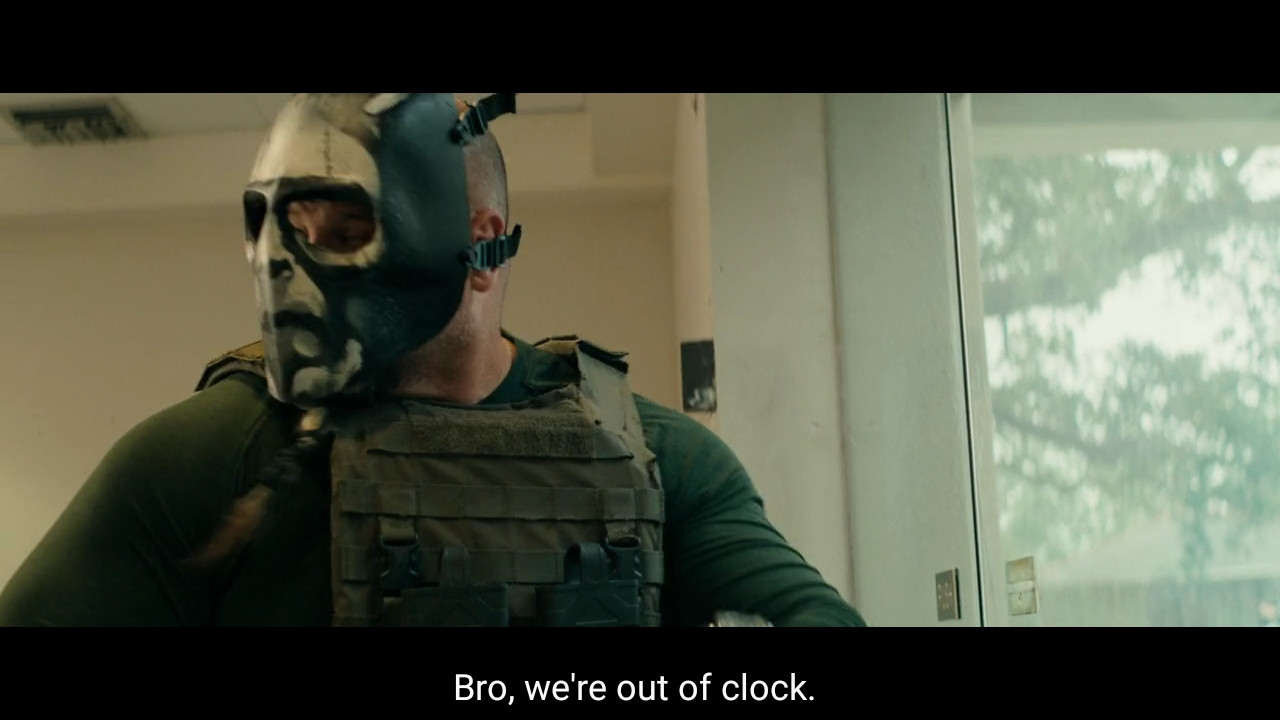 masked guy in military gear with subtitle: