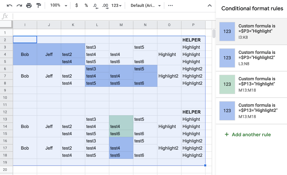 Conditional formatting on merged cells