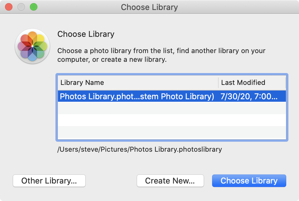 Photos.app Library Chooser