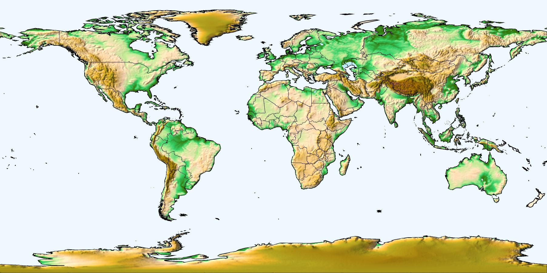 relief map with country borders