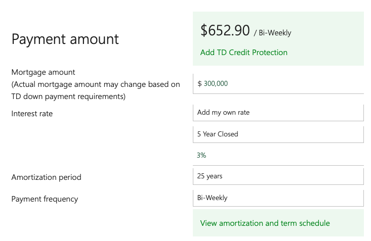 TD Mortgage calculator