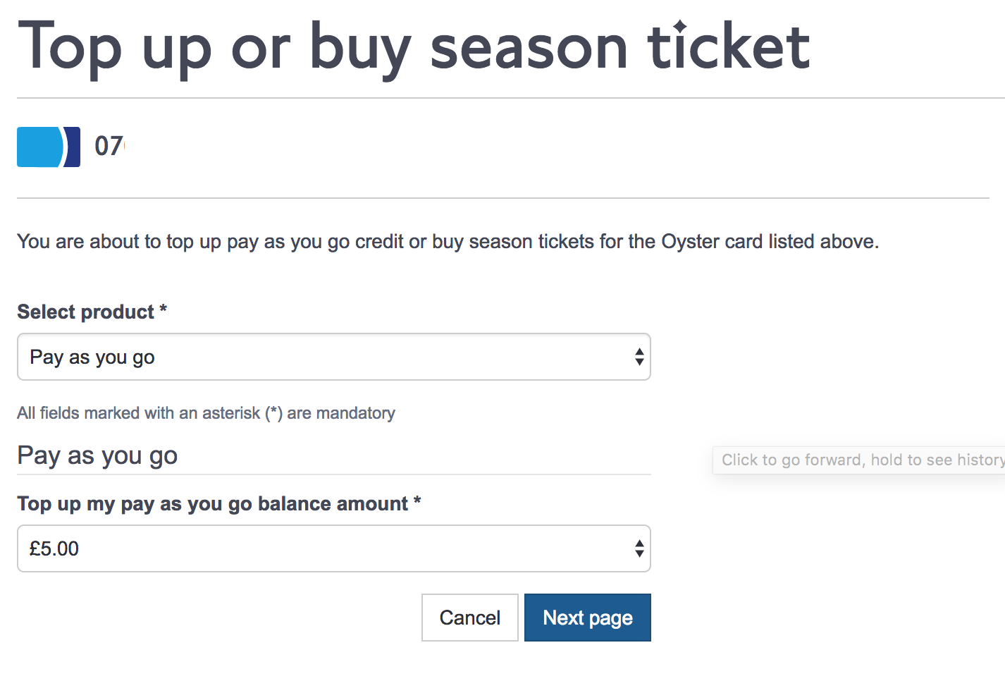 Top up or buy season ticket