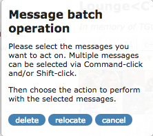 popup shown to moderators while marking messages for bulk delete or move