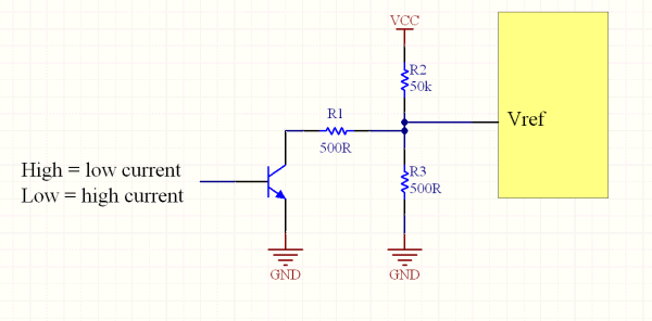 Pulling the Vref pin lower.