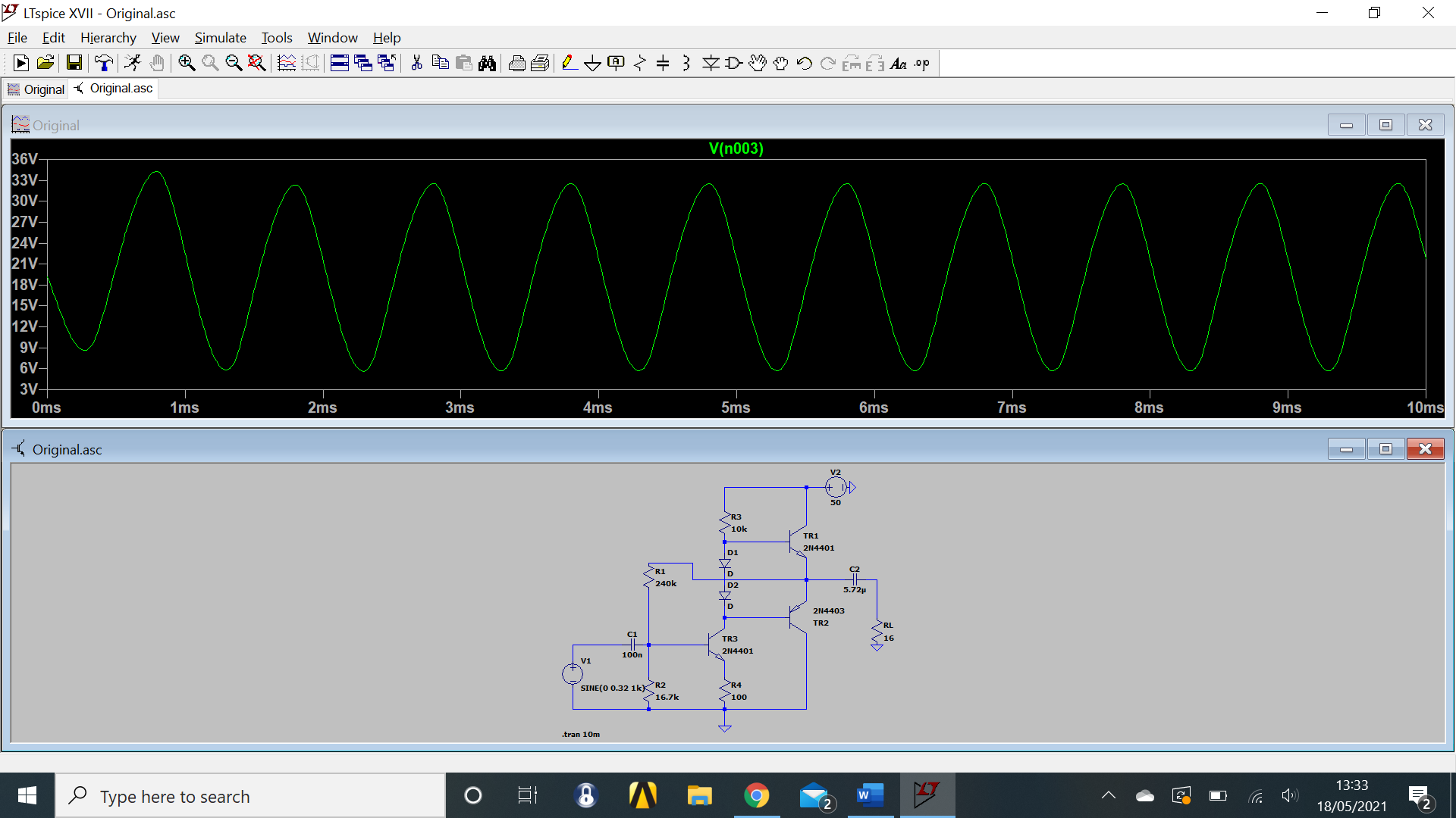 LTSpice Model of Class AB Transistor