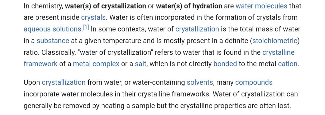 Image from https://en.wikipedia.org/wiki/Water_of_crystallization