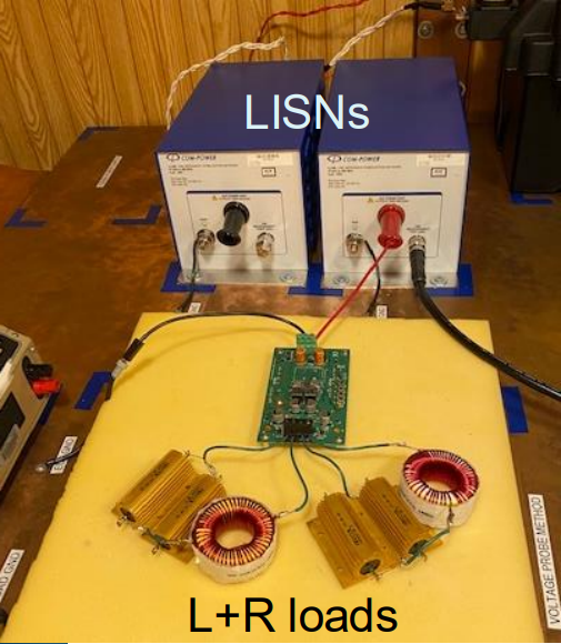 EUT and LISNs on a test bench