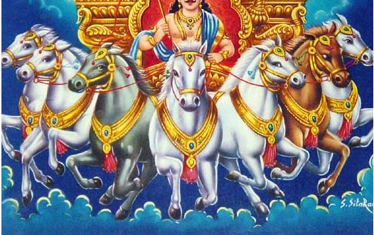 pop pic of 7 horses of Surya Bhagavaan