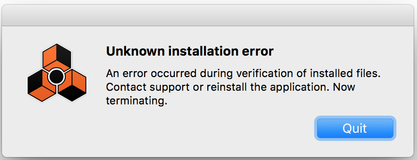 Unknown installation error