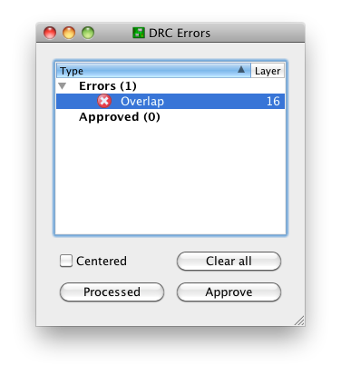 DRC "Overlap" error in errors dialog