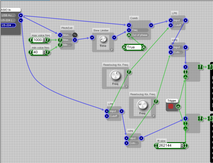 SynthMaker schematic for the clear-voice detection