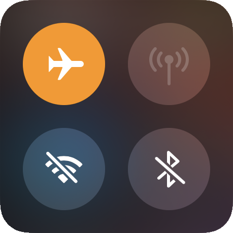 A screenshot of a settings panel showing some icons, among them the icon for airplane mode