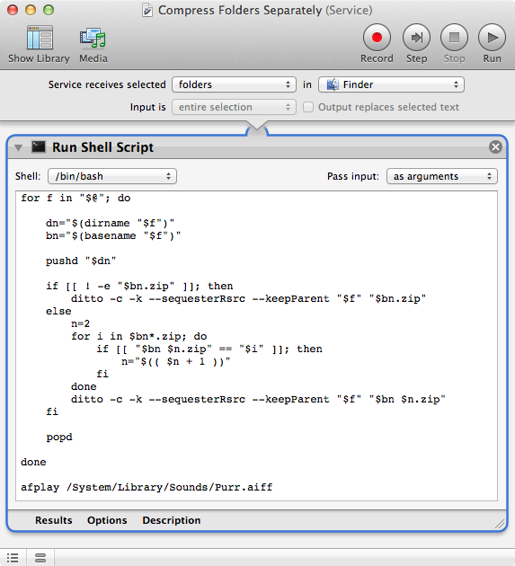 Compress Folders Separately - Automator Service