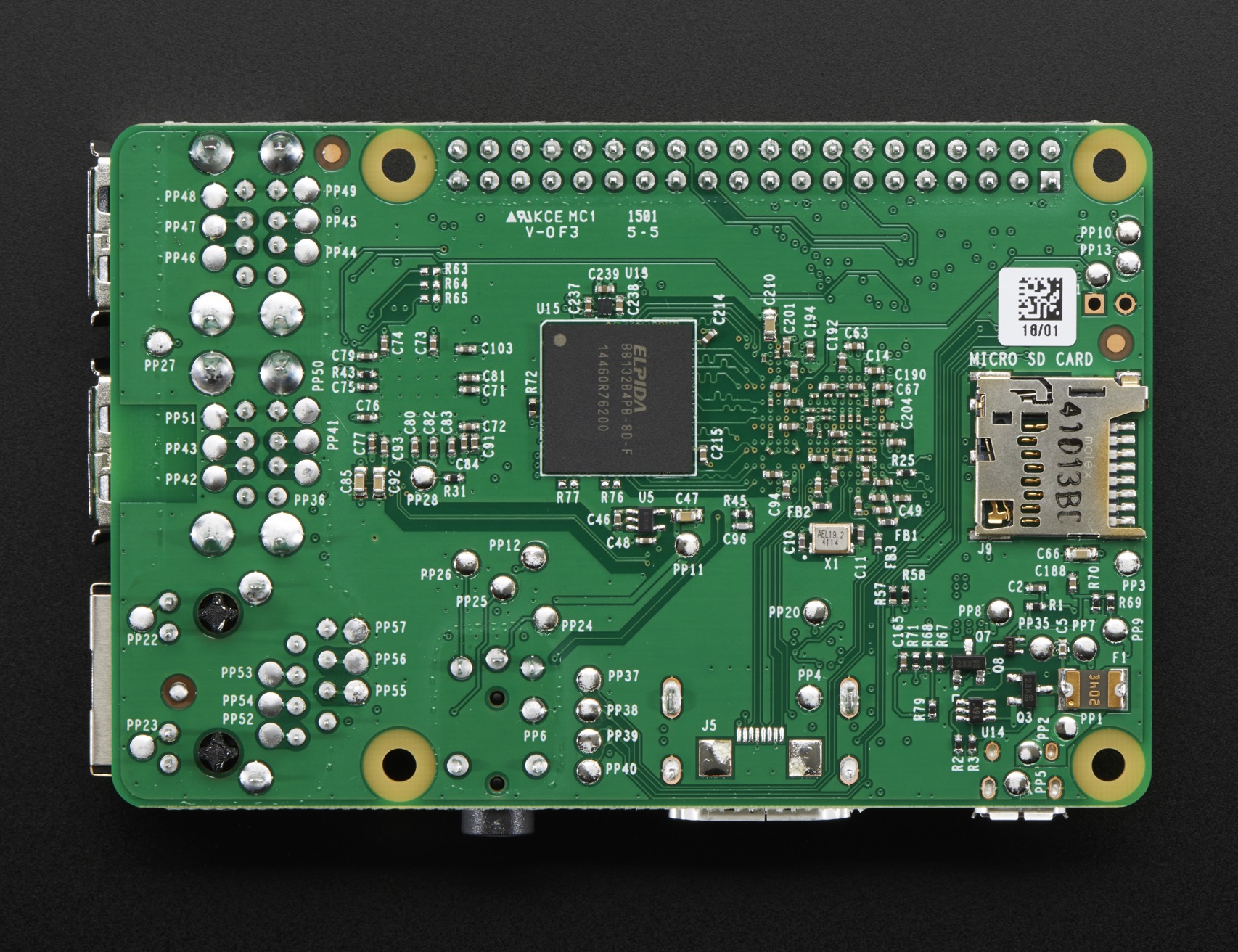 Underside of Raspberry Pi 2