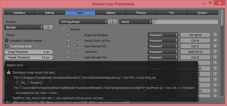 key configuration import error