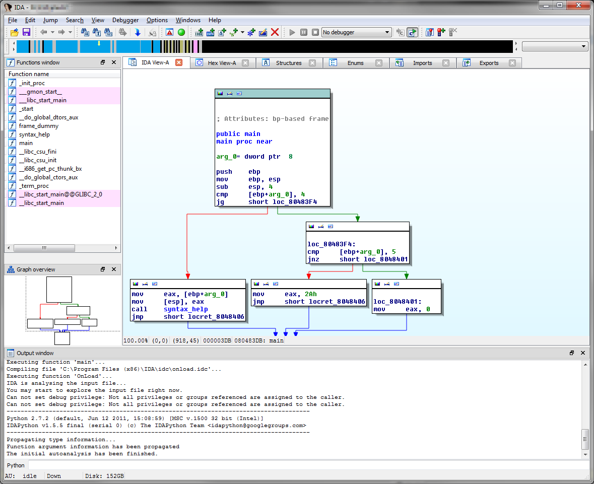 IDA Pro graph view demonstrating a visualization of basic blocks