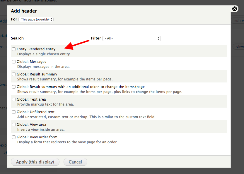 Embed Entity into View Header or Footer