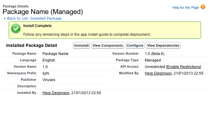 Configure Package