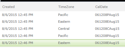 Result without TimeZoneCalc column