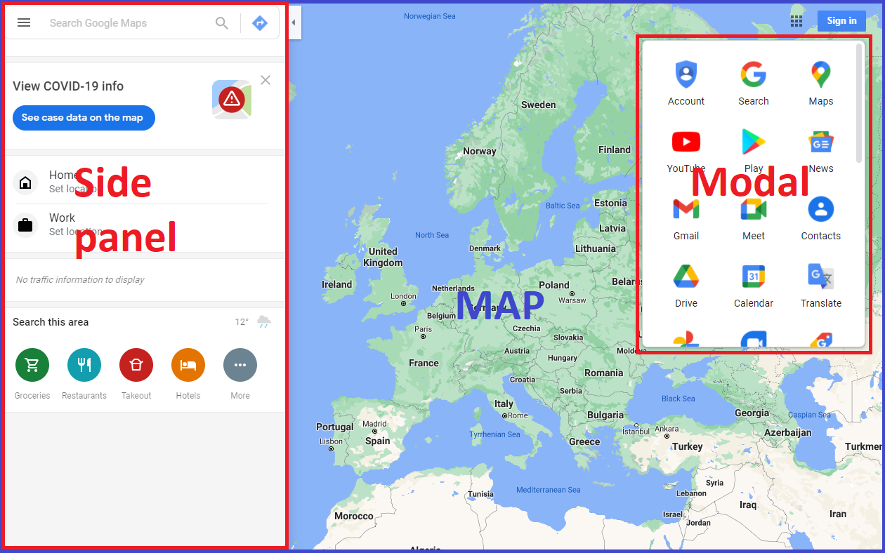 Image showing different components and their relationships on the UI