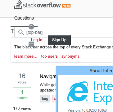 Top bar in IE 10