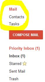 gmail section above compose button