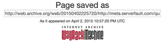 WayBack Machine: Page saved as