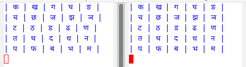 An org buffer with indic script without and with valign-mode