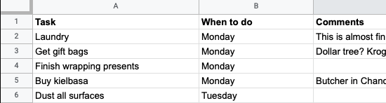 Table with incomplete column