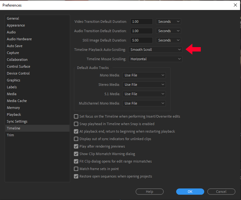 where to set smooth scroll