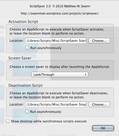 ScriptSaver Settings