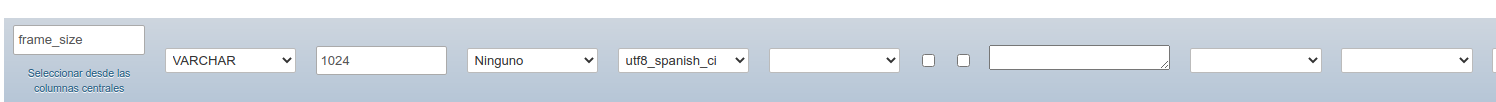 Configuración de la columna donde requiero guardar los valores de la lista