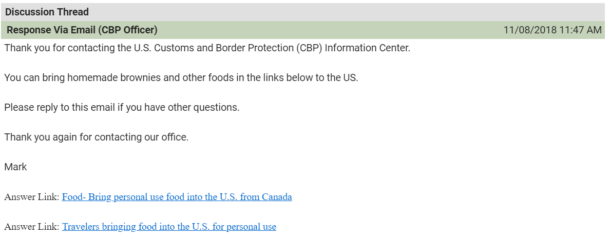 CBP Info center answers yes