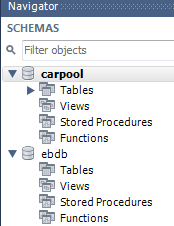 MySQL Workbench Navigator