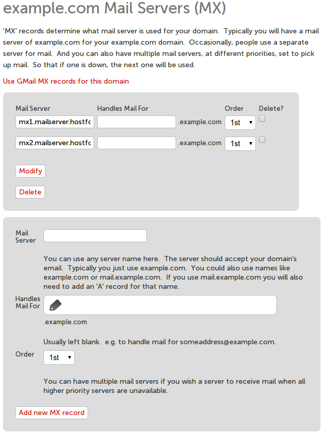 MX specification screenshot