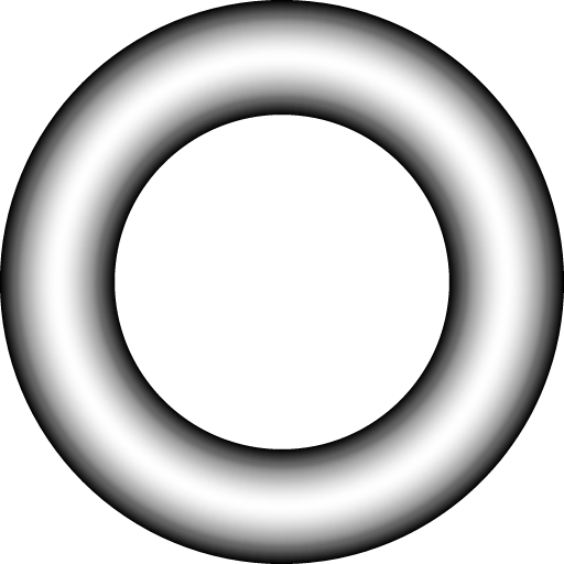 A ring that is black on the inner and outer edges and white in the middle.